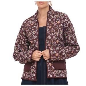 BAGATELLE COLLECTION WOMENS SIZE XLARGE FLORAL COTTON QUILTED JACKET BROWN NEW